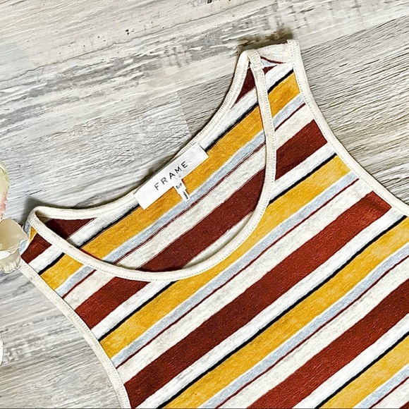 FRAME Wear Striped Linen Tank Sunrise Multi - Picture 5 of 11